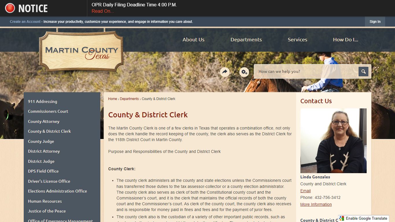 County & District Clerk | Martin County
